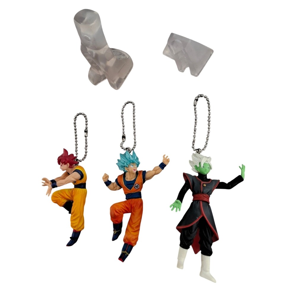 5 pc Bandai Dragon Ball Super VS Series 1 Buildable Figure Keychains +2 Stands